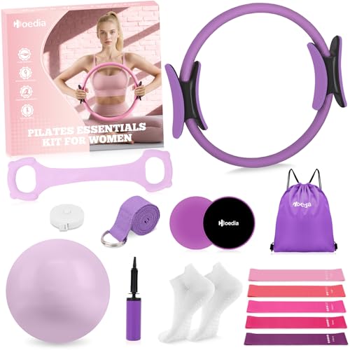 Hoedia Pilates Kit for Women, Pilates Equipment Ring and Ball Set - color: Purple