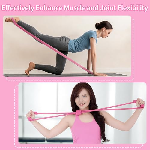 DICYWUDI Pilates Essentials Kit for Home Women, Pilates Equipment for Workouts, 6 Fabric Resistance Bands, 12 Inch Magic Circle Yoga Ring, Mini Exercise Ball, Great Exercise Equipment - color: 15pcs Pink set