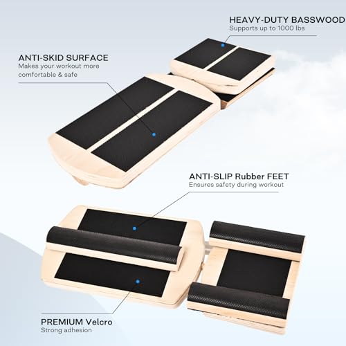 Wooden for Ankle Balance Board Foot Strengthener & Stability Trainer for Single Leg Balance Training, Sprained, Plantar Fasciitis Relief, Physical Therapy, Posture Correction