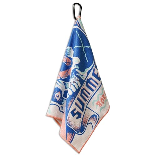 RokFit Gym & Golf Towel – Multi-Use, Quick-Dry, Durable Utility Towel with Bold Graphic and Carabiner Clip (Endless Summer) - color: Endless Summer