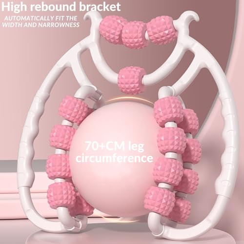 Leg Massager Roller 20-Wheel Deep Tissue Massage Roller for Leg Arm Tennis Elbow Muscle Pain Relief and Relaxation (Pink)