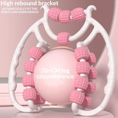 Leg Massager Roller 20-Wheel Deep Tissue Massage Roller for Leg Arm Tennis Elbow Muscle Pain Relief and Relaxation (Pink)