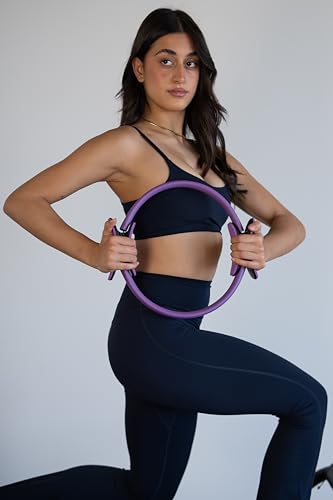 Pilates Ring, 12.6 Inch Fitness Circle for Women, Pilates Equipment for Home Workouts, Inner Thigh Exerciser, Core, Arm & Leg Toner, Magic Circle Exercise Ring with Soft EVA Foam Handles, Purple
