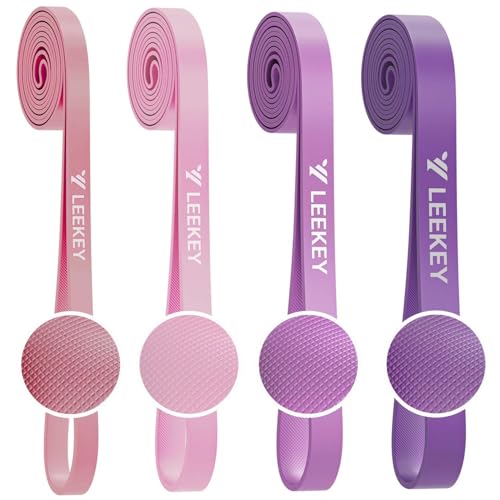 LEEKEY Resistance Bands for Pull Up Assist, Exercise & Workout Bands Set | Long resistance bands for pull up assist, strength training, physical therapy, stretching, home gym - color: 5-85LBS PINK PURPLE