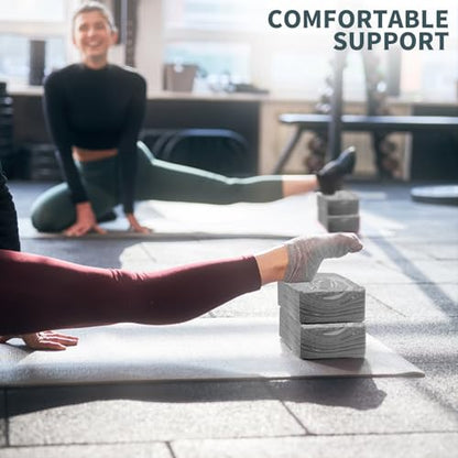 2-Pack Yoga Blocks, High-Density 9"x6"x3" Yoga Brick Foam Blocks Non-Slip EVA Foam Block Yoga Props Accessories for Yoga Pilates Stretching and Meditation - color: Camo Grey