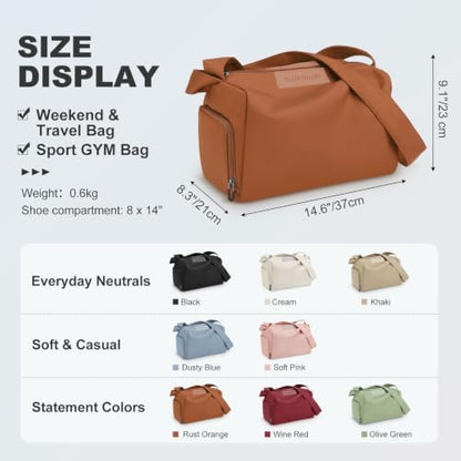 Womens Mini Gym Bag with Shoe Compartment 20L, Rust Orange - color: Rust Orange