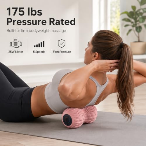 Vibrating Peanut Massage Ball, 5-Speed Back & Neck Recovery Roller (Pink) - color: Pink