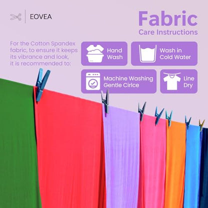 EOVEA - Cotton Spandex Fabric by The Yard - 4 Way Stretch Jersey Knit - Spandex & Cotton T-Shirt Fabric - Lightweight, Breathable - 60" Wide Roll| 10 oz(Lilac, 1 Yard) - color: Lilac, size: 1 Yard