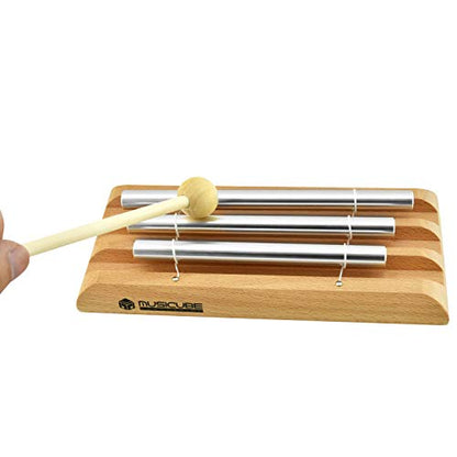 Meditation Chime with 3 Tone (C-E-G) Wooden Hand-held Chimes for Classroom Management, Yoga, Meeting and Sound Therapy, Chime Mallet Included - size: C-E-G-tone