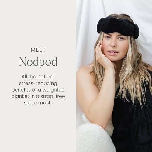 nodpod Patented Gentle Pressure Sleep Mask, Weighted Eye Mask | Patented Light Blocking Design for Sleeping, Travel & Relaxation, Bead Filled, Machine Washable, BPA-Free, Black Onyx - color: Black Onyx Cotton