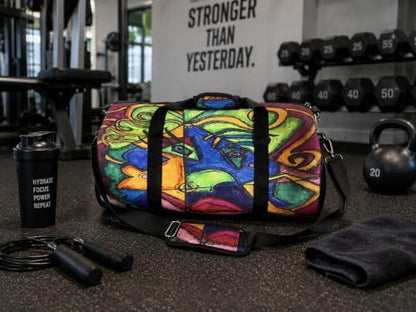 Large Rainbow Colored Gym Travel Duffle Bag | Waterproof, Shoe Compartment, Wet Pocket, Phone & Key Pockets