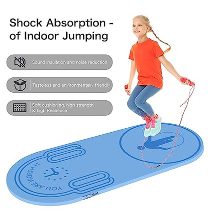 8/20/30mm Jump Rope Mat Fitness Exercise Mat Durable, Non-Slip, Workout Mats with Jump Rope & Carrying Bag for Home Gym Flooring (55"x 24") - color: Lightblue-8mm