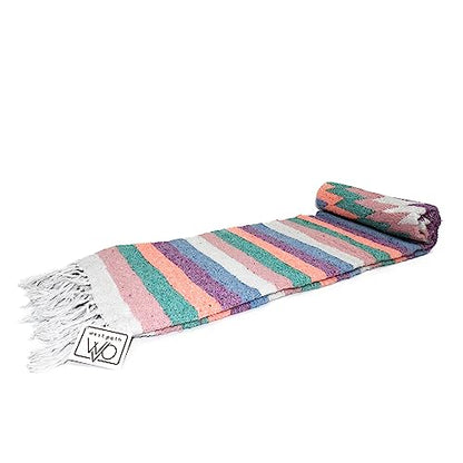 Open Road Goods Aztec Navajo Style Blanket, Throw, or Yoga Bolster - Handwoven Mexican Diamond Blanket (Pastel Blanket) - color: Pastel Blanket