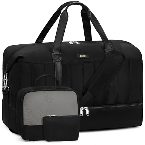 IBFUN Weekender Bags for Women, 21" Travel Duffle Bag with Shoe Compartment - color: E1-Black