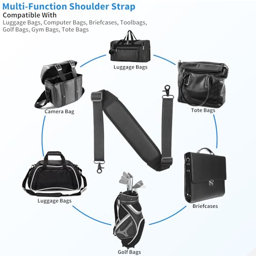 FIEIL 55" Luggage Replacement Shoulder Strap, Neoprene Universal Non-Slip Bag Strap with Double Adjustable Buckles and Metal Hooksfor Briefcase Computer Messenger Bag (140cm, Supple)
