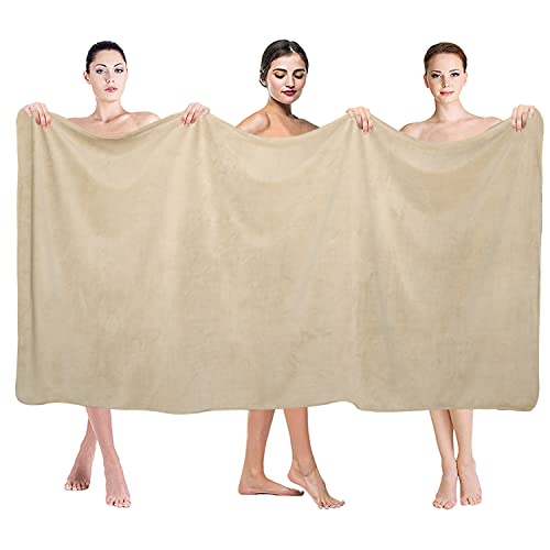 JML Microfiber Bath Sheet Towels, 40"x80", 2 Pack, Camel | Hanging Loop, Super Soft, Absorbent, Lint Free, Fade Resistant for Salon SPA Sauna - color: Camel, size: 40 in x 80 in