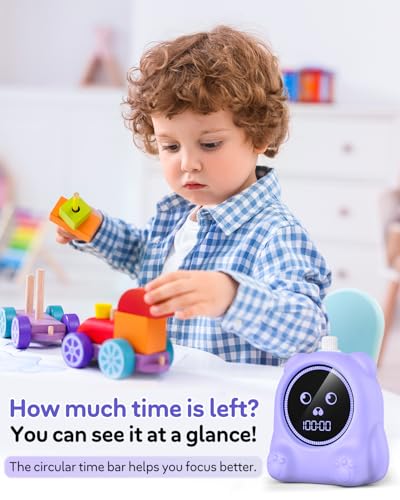 Visual Timer for Kids, 100 Min Digital Timer with Paused, Rechargeable Countdown/Up Timers, 3 Alarm, Silent, Vibrate & Sound Mod, Productivity Timers for ADHD, Classroom, Teacher, Exercise, Study - color: Purple