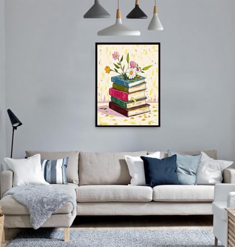 ACIOPPL Book Paint by Numbers for Adults Beginner Flowers Easy Paint by Number Kits on Canvas Floral Book Theme Oil Painting Canvas Acrylic DIY Oil Painting Set for Gift Home Wall Decor 16 x 20 Inch