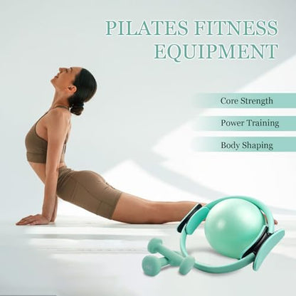 HIMESPORNER Pilates Kit with Resistance Bands, Pilates Ring Ball, Dumbbells
