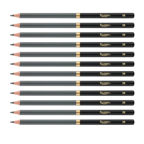 Cezanne Graphite Drawing Pencils Set - 8B, Set of 12 Break-Resistant Graphite Lead, Easy-to-Sharpen Sketch Pencils, Master Artist Quality Graphite Pencils for Technical and Artistic Drawing - color: 8B, size: Set of 12