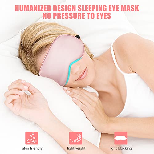 Cooling Eye Mask for Sleeping, Silk Sleep Mask w/Gel Eye Mask, Heated Eye Masks, Blindfold Eye Cover Women Sleeping Mask for Home, Office, Travel, Yoga, Medditation, Stocking Stuffers(Pink) - color: Pink