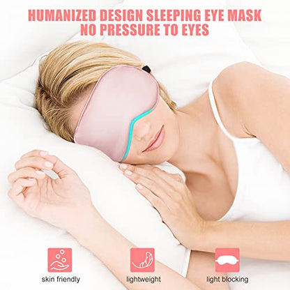 Cooling Eye Mask for Sleeping, Silk Sleep Mask w/Gel Eye Mask, Heated Eye Masks, Blindfold Eye Cover Women Sleeping Mask for Home, Office, Travel, Yoga, Medditation, Stocking Stuffers(Pink) - color: Pink
