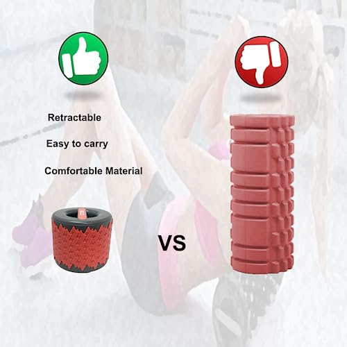 Collapsible Foam Roller for Exercise and Recovery (13 Inches), Easily Portable at 5.5 inches (Red) - color: Red