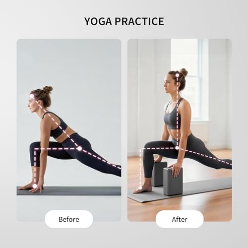 PROIRON Yoga Blocks, 2 Pack Supportive High Density Premium Eva Foam, Soft Non-Slip Surface with Curved Edges Stretch Blocks For Yoga, Pilates, Stretching - color: Meteorite Gray