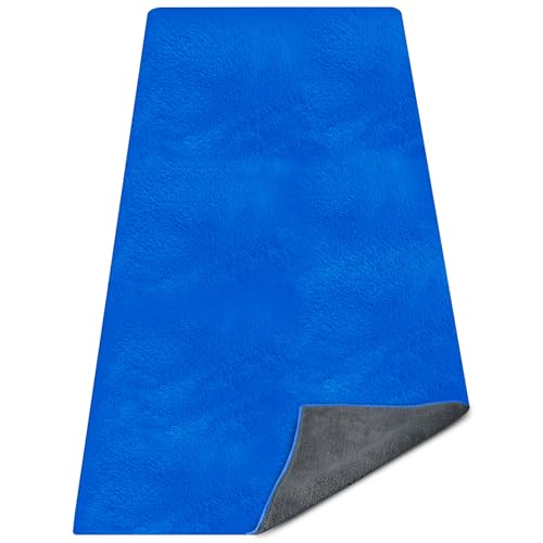 Yoga Mat Towel, Extra Thick (600GSM) Soft Hot Yoga Towel, Non-Slip and Sweat Absorbent for Hot Yoga, Bikram, Pilates, and Fitness, 72" x 27.5", Dual-Color, Grey/Blue - color: Dark Blue