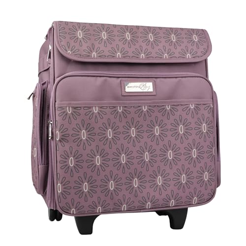 Everything Mary Rolling Scrapbook Tote – Purple Pattern Spacious Craft Storage with Multiple Pockets for Art Supplies, Tools & Essentials – Portable, Durable & Foldable - color: Purple