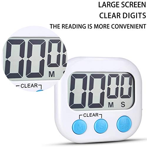 AOUCE Digital Kitchen Timers for Cooking, Timer for Kids 2 Pack White - color: White