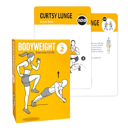 Bodyweight Workout Cards, 62 Exercises Cards Deck Large Size 5" x 3.5" Fitness Cards for Women & Men, Beginner Fitness Guide to Training Exercises at Home or Gym (Bodyweight,Vol 2) - style: Bodyweight Vol2