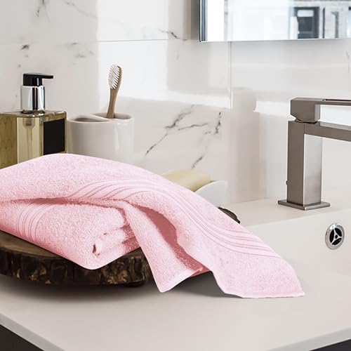 BOUTIQUO Ultra Soft Cotton 6 -Piece Hand Towel Set 16x24 Inch, Ideal for use in Bathroom, Kitchen, Gym, Spa & General Cleaning, Compact & Lightweight Multi Purpose Hand Towels - Pink - color: Pink, size: Hand Towel - Set of 6