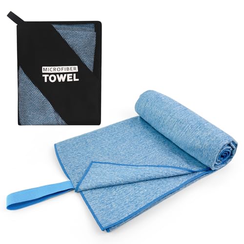 Quick Dry Body Towel for Travel,Fast Drying Lightweight Backpacking Hiking Beach Large Swimming Pool Yoga Mat Camping Towel(Blue, 1 Pack XL(31.5X70 Inch) - color: Blue, size: 1 Pack XL(31.5X70 Inch