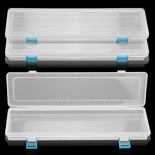 3 Pack 13in Translucent Paint Brush Holder Cases | Translucent Pp Plastic Cases 13X2.8X1.4In, Double Snap, For Watercolor Brushes Colored Pencils Scrapbook Travel Art