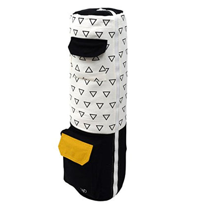 Open Road Goods Eco Friendly Yoga Mat Bag | Organic Yoga Bag For Extra Wide Mats | Yoga Mat Carrier for Men & Women: Full Zip, Adjustable Carry, Pockets, 100% Cotton Canvas - color: Triangle