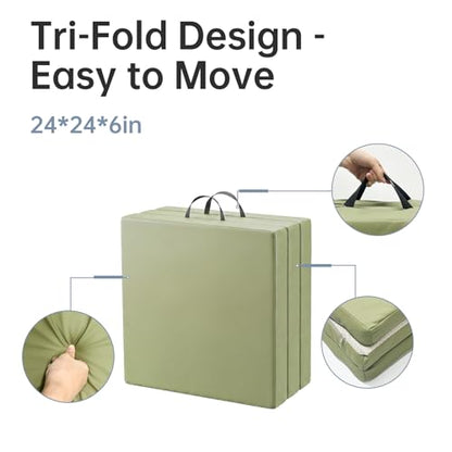 Foldable Yoga Mat, 2" Fitness Mats, Extra Thick & Non-Slip - color: Green