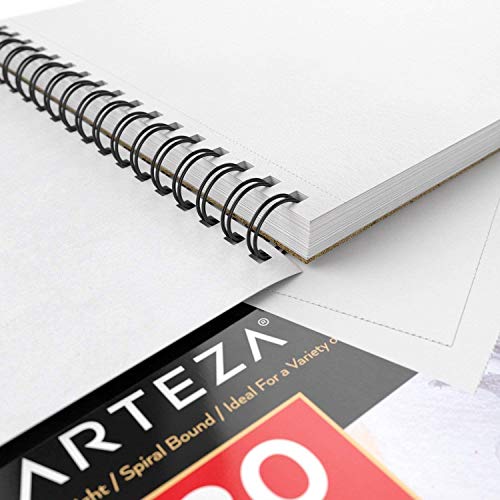 ARTEZA Artist Sketch Pad, 9x12 Inches – 2-Pack, 80 Spiral-Bound Sheets Each, Acid-Free 80 lb White Paper for Sketching, Drawing & Daily Art Practice - size: 9"x12" (Pack of 2)