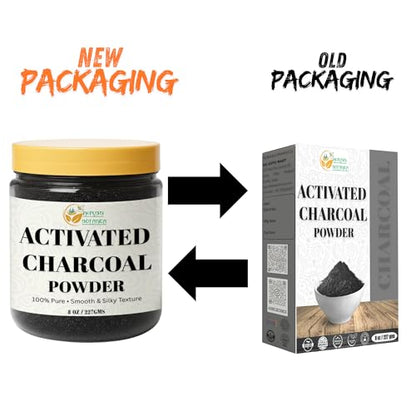 Herbs Botanica Activated Charcoal Powder, Food Grade Natural Detoxifier for Digestive Health, Teeth Whitening, Detoxification & Bug Bite Relief, 8 oz / 227 gm