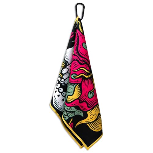 RokFit Gym & Golf Towel – Multi-Use, Quick-Dry, Durable Utility Towel with Bold Graphic and Carabiner Clip (Eternal Bloom) - color: Eternal Bloom