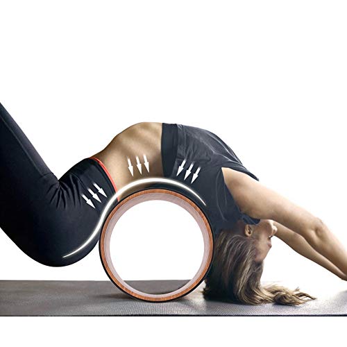 Cryfokt Yoga Wheel, High Density PU Roller for Back Pain Relief | Flexible & Tear-Resistant, Stretching & Flexibility Aid, Premium Quality Roller for Aches & Tension - color: Wood grain inner ring