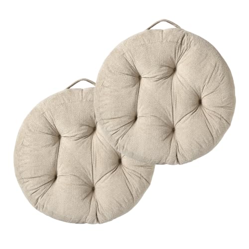 Floor Pillow for Adults, Large Sitting & Meditation Cushion - color: Beige, Round