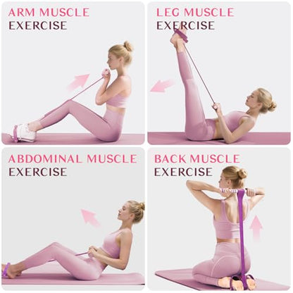 DEFUNX Foot Pedal Resistance Band with Handle Multifunction Tension Rope for Women Exercise Fitness Workout Stirrup Puller - color: Pink