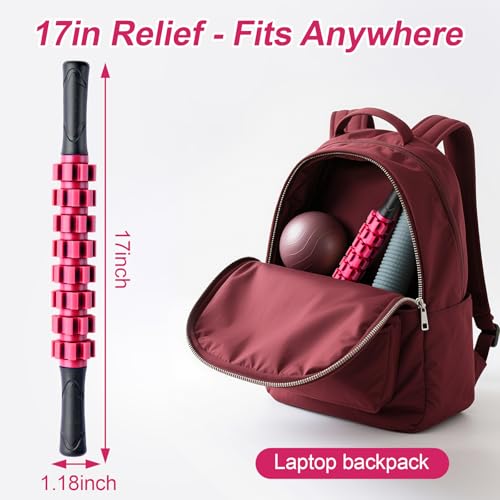 ZanLLW Muscle Roller Stick, Muscle Roller, Liposuction Massage Roller for Lymphatic Drainage, Massager Stick for Relief Muscle Soreness, Trigger Points, Help Exercise Runner Legs, Back Recovery - color: Fuscia