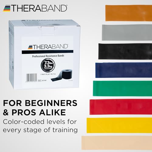 THERABAND Resistance Band, 50-Yard Roll, Latex Elastic Band for Exercise, Stretching, Physical Therapy, Yoga, Pilates, Home Workouts, Cut-to-Length, Color-Coded Levels - color: Black | Special Heavy, style: Non-Latex