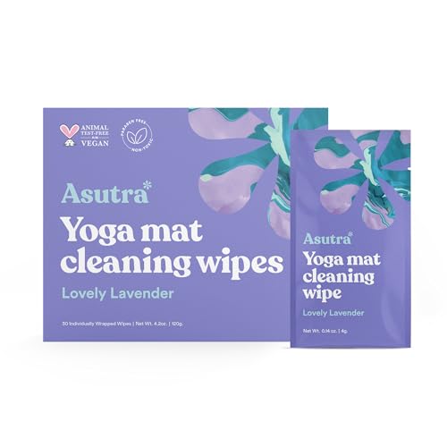ASUTRA Yoga Mat Wipes (Lovely Lavender), Individually (1 Box = 30 Wipes) - size: 1 Box (Pack of 30)