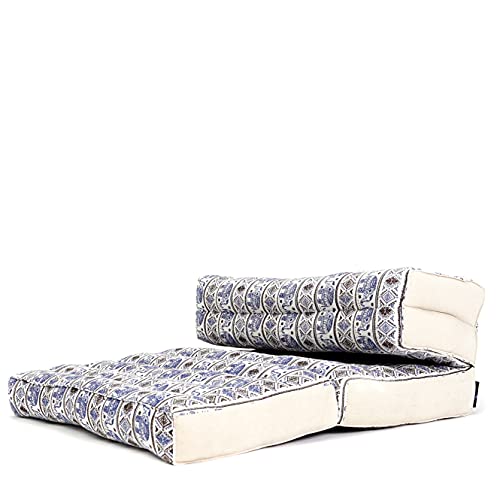 Leewadee Foldable Floor Mattress – 2 in 1 Floor Meditation Mat for Yoga and Relaxation, Seating Futon with Kapok - color: El1 - Blue