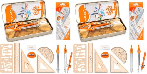 YPLUS Geometry Set, Protractor and Compass Set for Students, 11Pcs (Pack of 2) - size: 1 Count (Pack of 22)