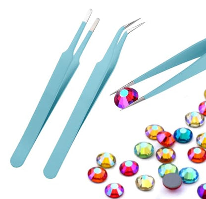 11 Pcs Silicone Resin Mold Tools Set Stirring Needle Spoon Tool Tweezers Precision Kit, Anti-Static Electronics Tweezers Set for Resin Art Crafts,Jewelry Making,DIY Epoxy Casting Molds-Rose Red & Cyan - color: Cyan