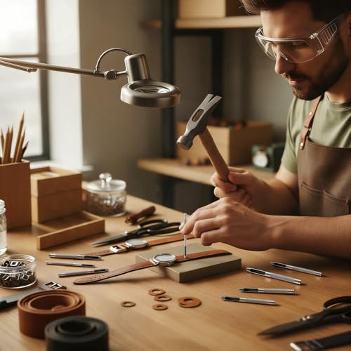 7PCS Hollow Leather Hole Punch Set, Maugruy 2–5mm Round Punch Hole Tool | Metal Round Punching Hole Tool, 5/64–13/64in with Anti-Slip Grip for Belts, Watch Bands, Paper, Plastics, DIY, Repair Tools